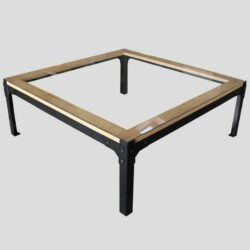 Ironfire glass top coffee table without shelf