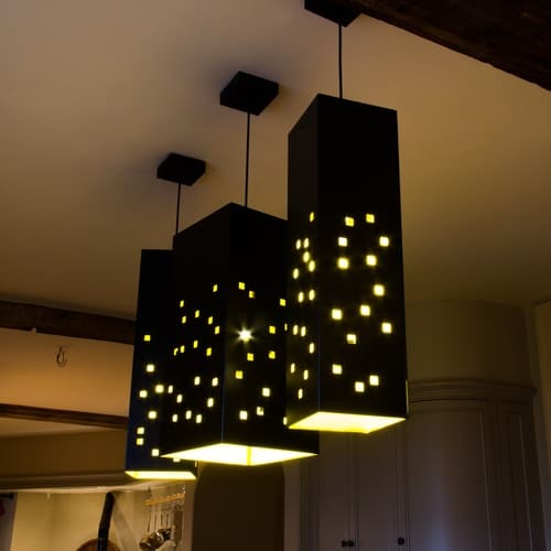 Large Cityscape mood lighting in kitchen