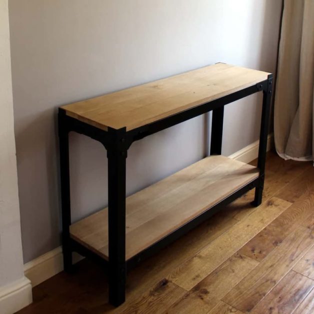 Console table with solid oak shelf above and below