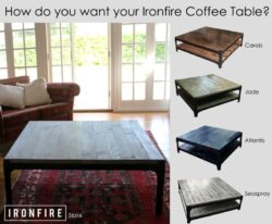 Collage of ironfires douglas fir coffee table colours