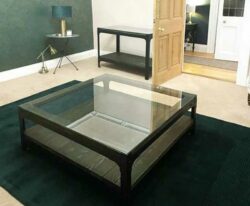 Half and Half Green Coffee Table with a glass shelf