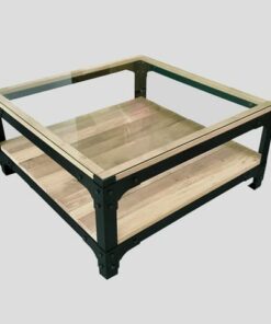 Oak Coffee Table with Shelf and Frame