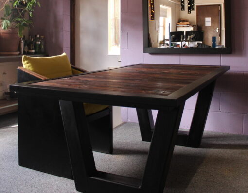 Ironfire dark wood dining table in the office