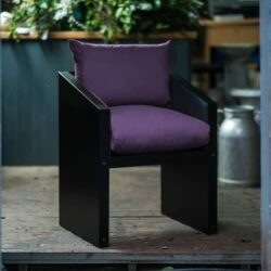Garden and dining chair with purple cushions