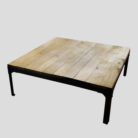 Ironfire coffee table with one oak shelf
