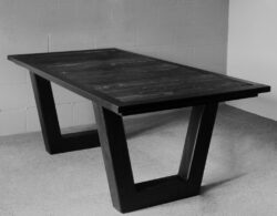 Dark wooden dining table with u legs
