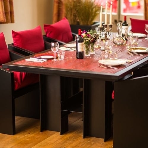 Red industrial style dining table