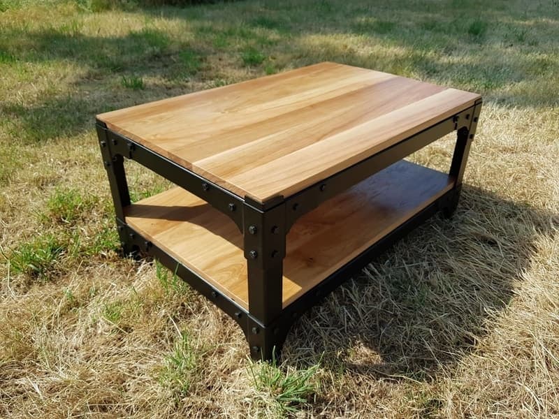 Rectangular Oak Coffee Table in a field